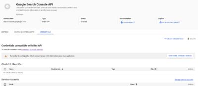 Google Search Console API Credentials